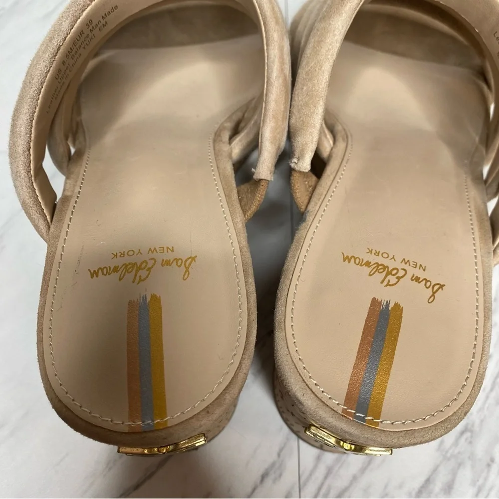 Sam Edelman Yuki Tan Suede Cork Wedge Heel Sandal 8 1/2 M